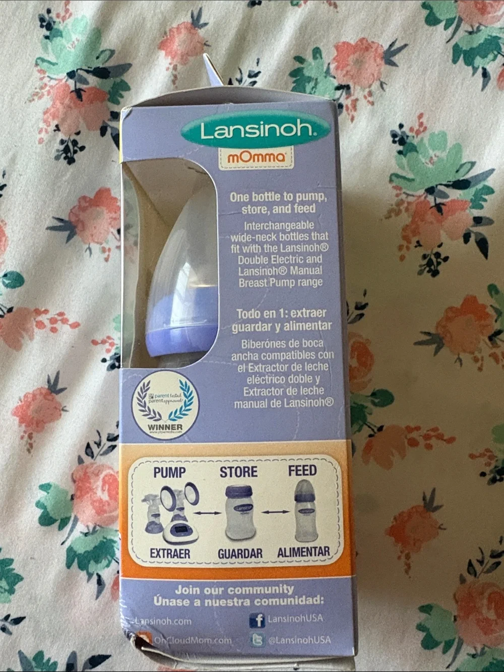 Lansinoh Lavender and White NaturalWave Bottle